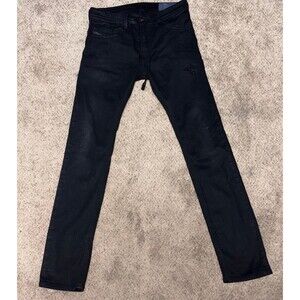 Mens Diesel THAVAR SP-NE Denim Sweat Pants Joggers Black Size 26 Cotton Leather